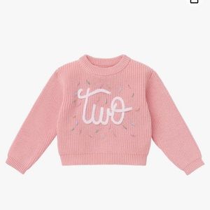 Girls Second Birthday Boho Embroidery Sweater